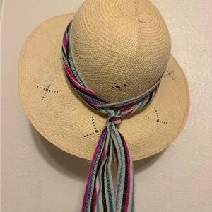 Women's straw brim hat Multicolor Band